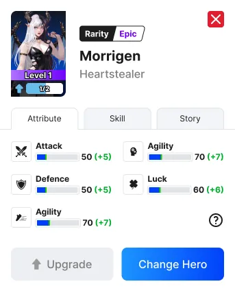 Hero attributes screen