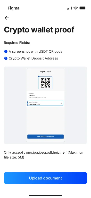 Crypto wallet proof screen