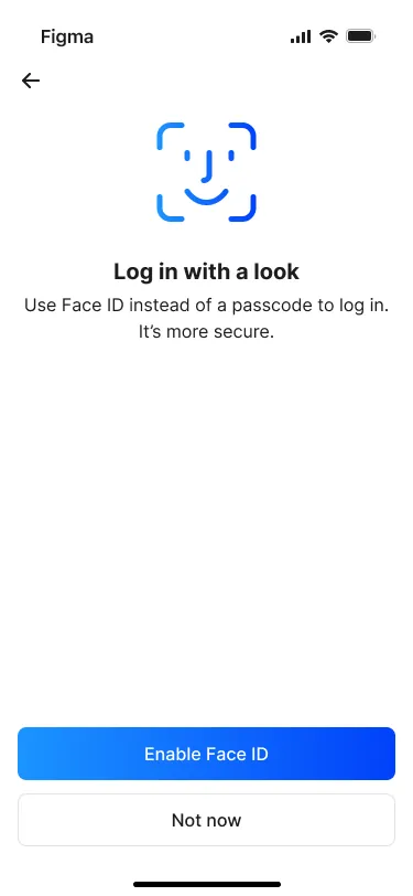 Enable Face ID screen