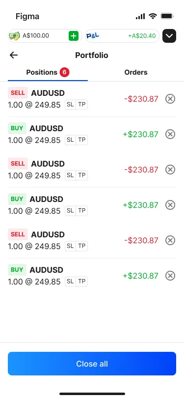 Positions screen