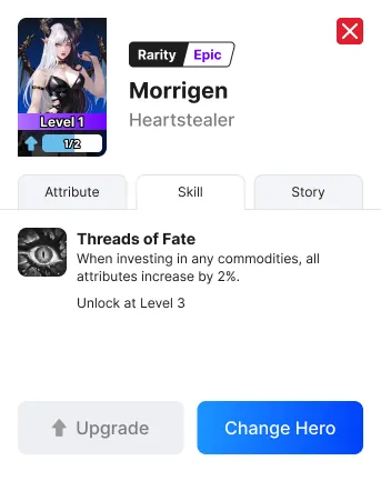 Hero skill screen — skills locked