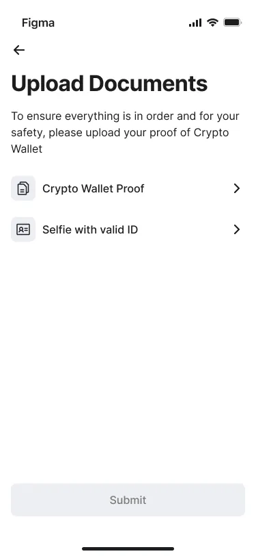 Upload documents screen