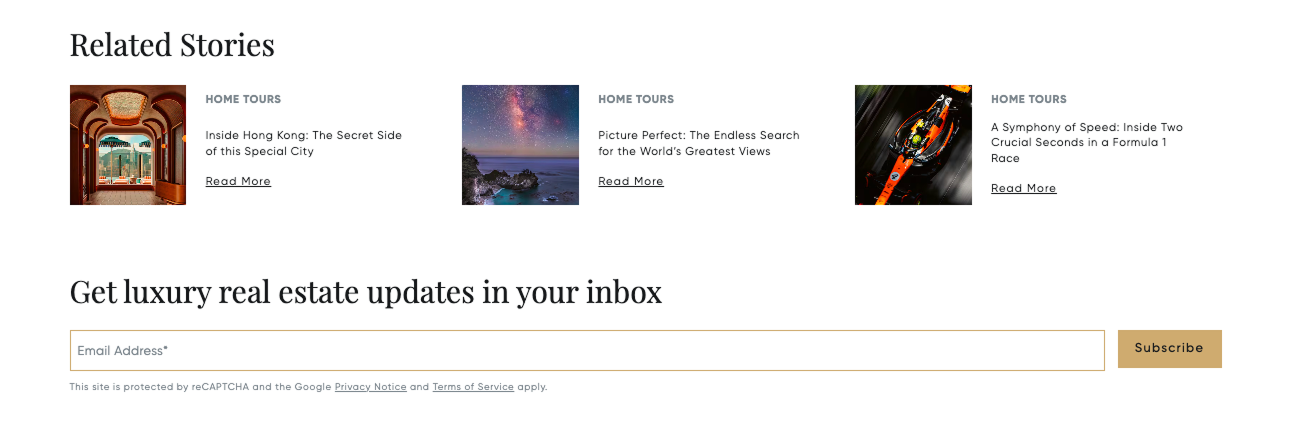Christie's editorial related stories and curated newsletter — — content recommendation engine linking editorial…