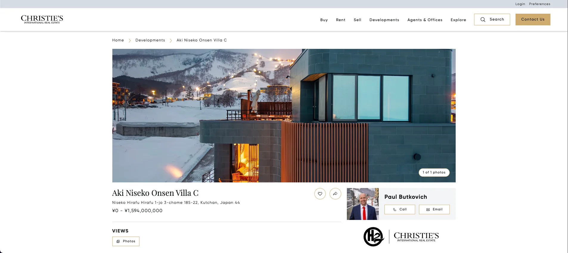 Aki Niseko Onsen Villa Japan — Property Listing Detail page — for UHNW buyers