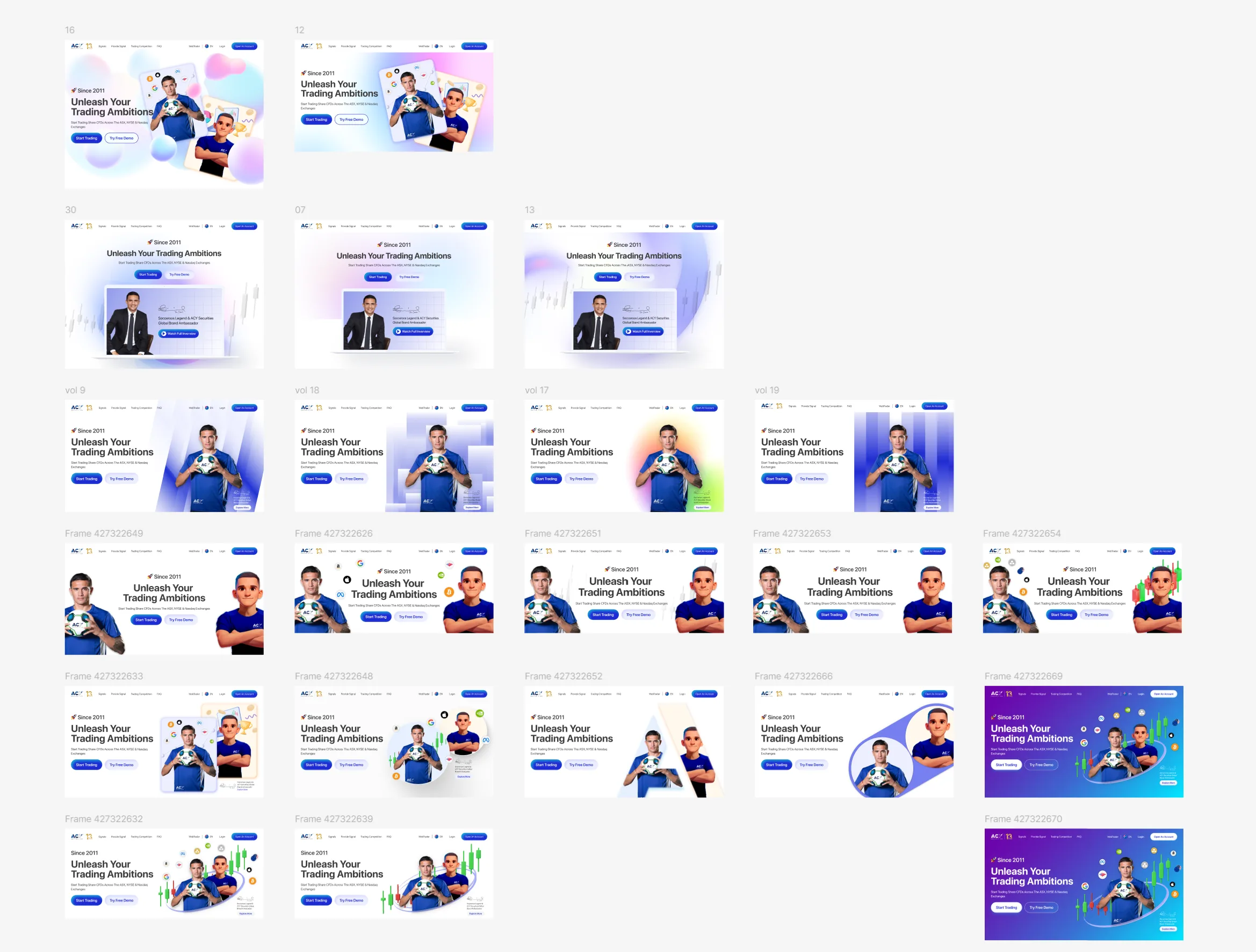 ACY Platform 2023-2024 Concept Design — full-range exploration showing design direction maturity across the product ecosystem