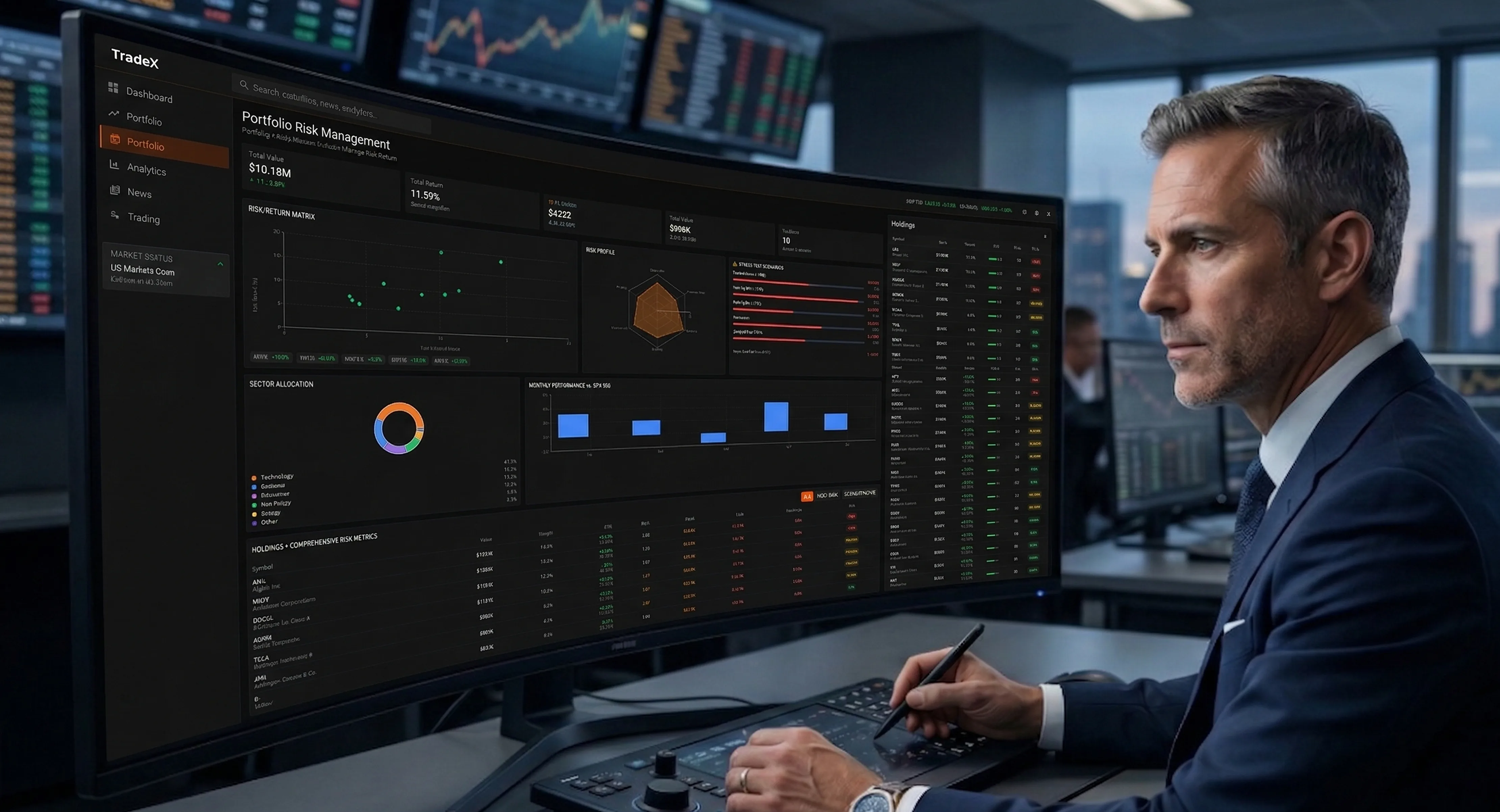 TradeX Institutional Hedge Fund Dashboard
