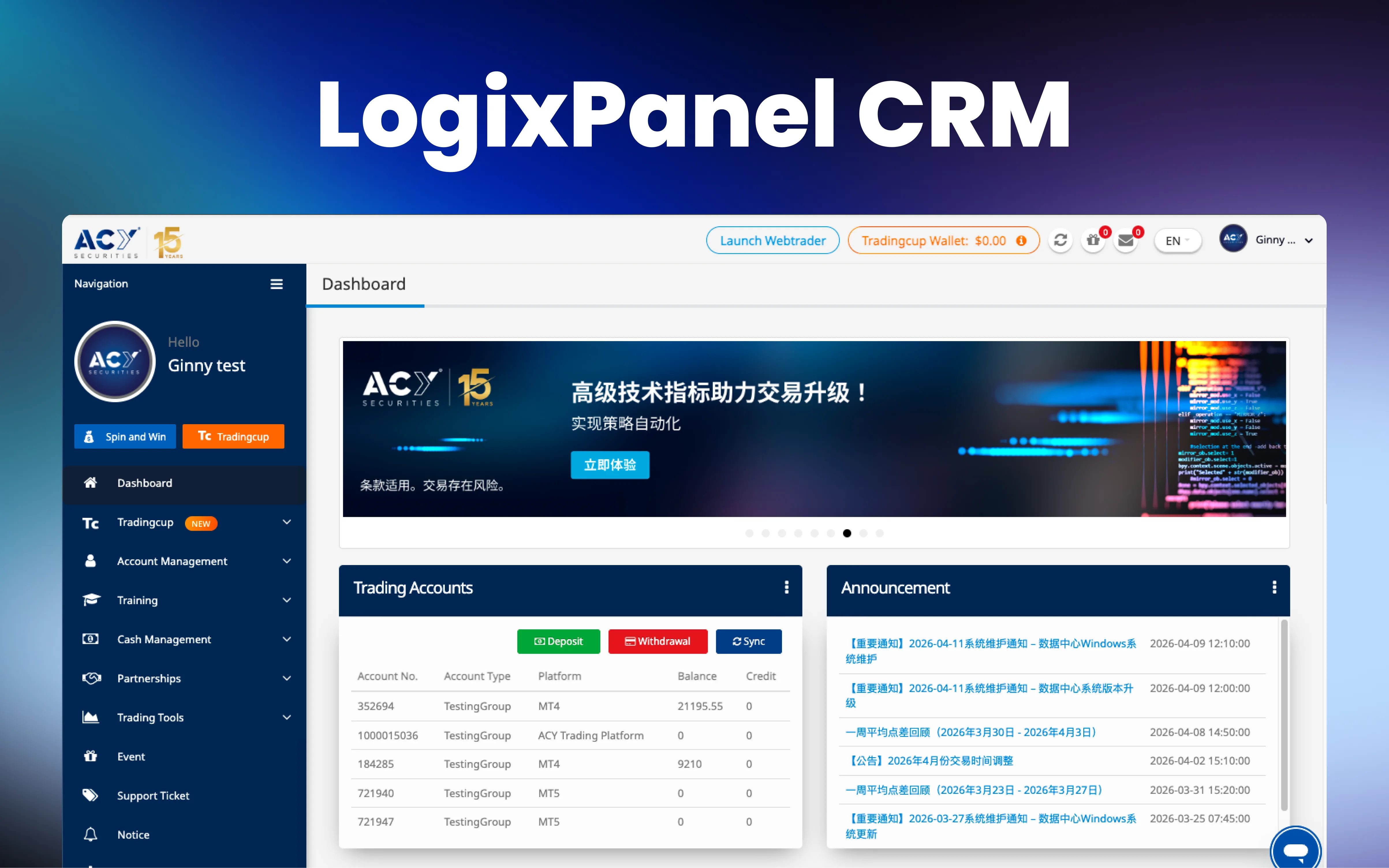 LogixPanel CRM Dashboard Showcase
