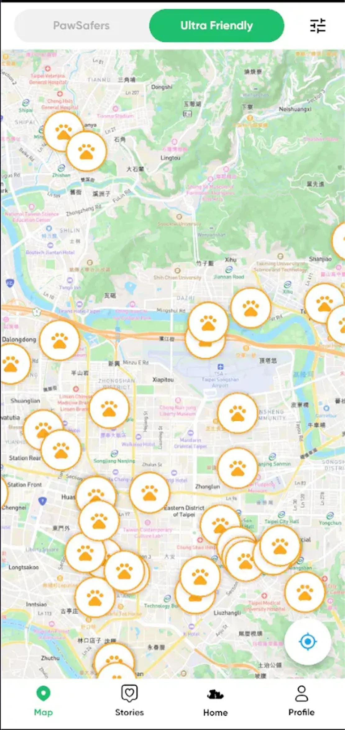 PawsRoam app screen — discovery