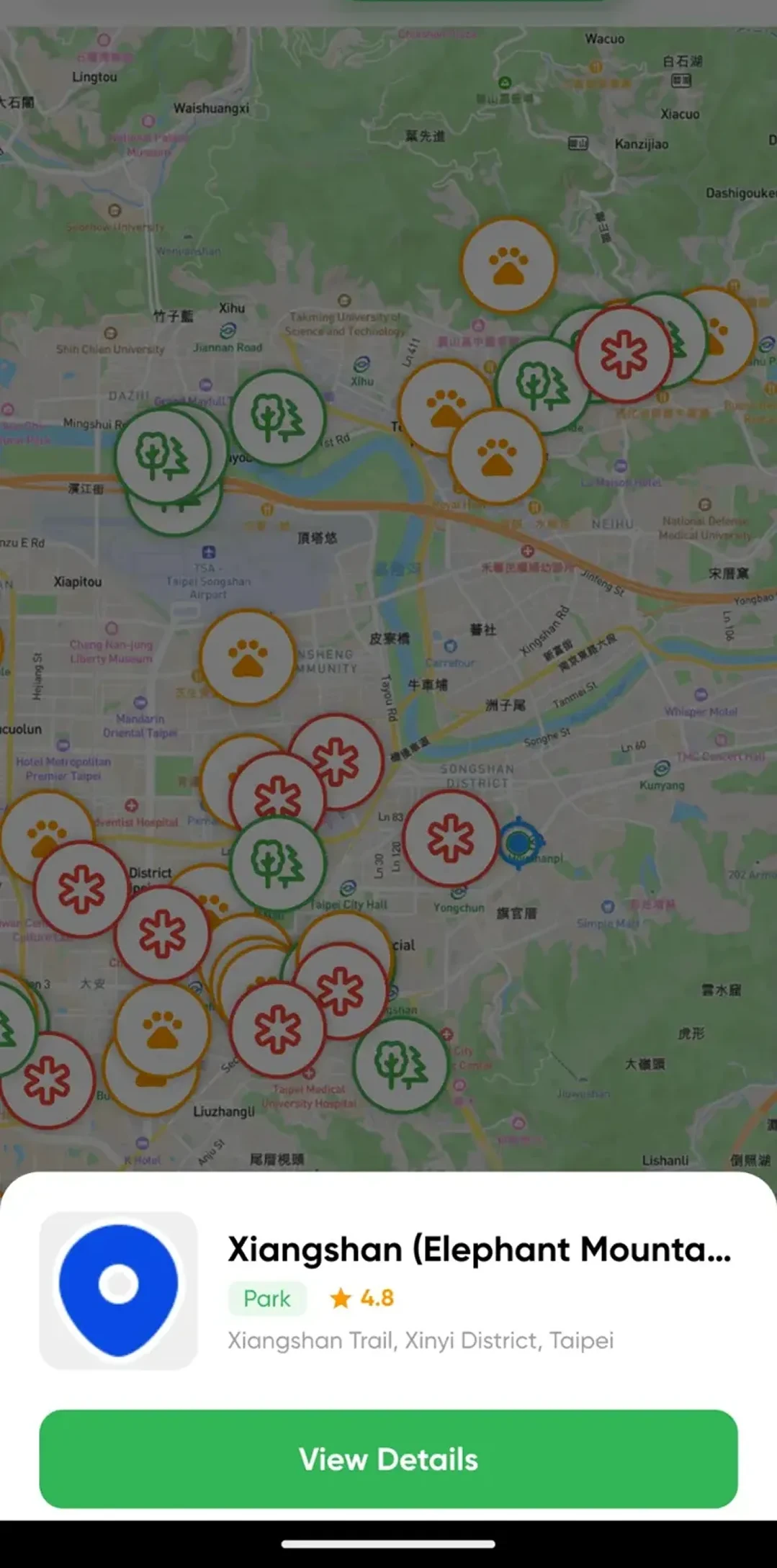 PawsRoam app screen — booking flow