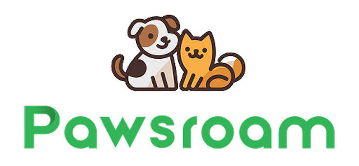 PawsRoam — dog and cat mascot logo